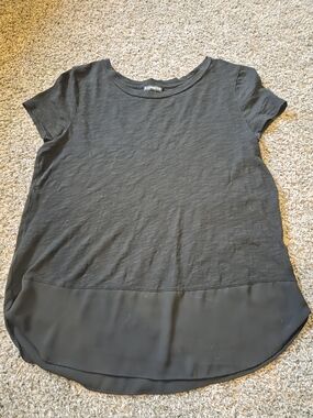 Express Black Short Sleeve Tee with Sheer Hem